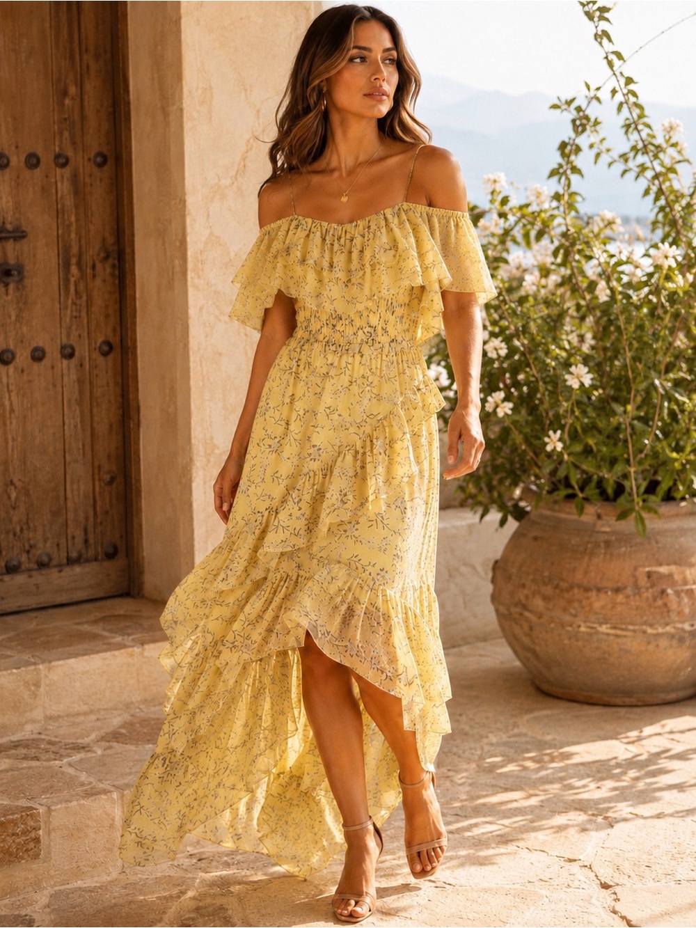 NWT Ulla Johnson Penninah Silk Acacia Floral High Low Dress 4 $690